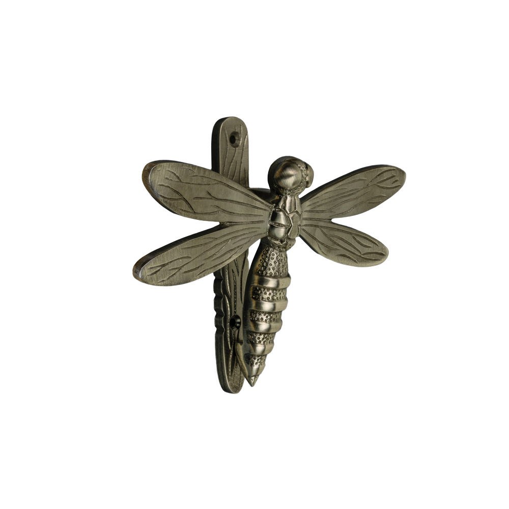 Brass Dragonfly Door Knocker - Pewter